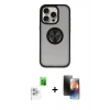 MARSİLYAN™- iPhone 16 Pro Max Kılıf Yörünge Çizgi - Siyah 3D Antistatik Mat Seramik Nano Ekran Koruyucu + Raze Metal Kamera Lens - BZ