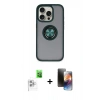 MARSİLYAN™- iPhone 16 Pro Max Kılıf Yörünge Çizgi - Siyah 3D Antistatik Mat Seramik Nano Ekran Koruyucu + Raze Metal Kamera Lens - BZ