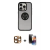 MARSİLYAN™- iPhone 16 Pro Max Kılıf Yörünge Çizgi - Siyah 3D Antistatik Mat Seramik Nano Ekran Koruyucu + Pers Alüminyum Kamera Lens - CLTM