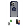 MARSİLYAN™- iPhone 16 Pro Max Kılıf Yörünge Çizgi - Siyah 3D Antistatik Mat Seramik Nano Ekran Koruyucu + Raze Metal Kamera Lens - SH