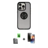 MARSİLYAN™- iPhone 16 Pro Max Kılıf Yörünge Çizgi - Siyah 3D Antistatik Mat Seramik Nano Ekran Koruyucu + Raze Metal Kamera Lens - SH