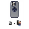 MARSİLYAN™- iPhone 16 Pro Max Kılıf Yörünge Çizgi - Siyah 3D Antistatik Mat Seramik Nano Ekran Koruyucu + PVD Metal Kamera Lens - SH