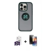 MARSİLYAN™- iPhone 16 Pro Max Kılıf Yörünge Çizgi - Siyah 3D Antistatik Mat Seramik Nano Ekran Koruyucu + Bilvis Titan Kamera Lens - GS