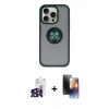 MARSİLYAN™- iPhone 16 Pro Max Kılıf Yörünge Çizgi - Siyah 3D Antistatik Mat Seramik Nano Ekran Koruyucu + Bilvis Titan Kamera Lens - SH