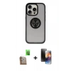 MARSİLYAN™- iPhone 16 Pro Max Kılıf Yörünge Çizgi - Siyah 3D Antistatik Mat Seramik Nano Ekran Koruyucu + Raze Metal Kamera Lens - CLTM