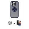 MARSİLYAN™- iPhone 16 Pro Max Kılıf Yörünge Çizgi - Siyah 3D Antistatik Mat Seramik Nano Ekran Koruyucu + Pers Alüminyum Kamera Lens - GS