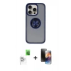 MARSİLYAN™- iPhone 16 Pro Max Kılıf Yörünge Çizgi - Siyah 3D Antistatik Mat Seramik Nano Ekran Koruyucu + Raze Metal Kamera Lens - BZ