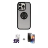MARSİLYAN™- iPhone 16 Pro Max Kılıf Yörünge Çizgi - Siyah 3D Antistatik Mat Seramik Nano Ekran Koruyucu + Bilvis Titan Kamera Lens - GS