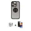 MARSİLYAN™- iPhone 16 Pro Max Kılıf Yörünge Çizgi - Siyah 3D Antistatik Mat Seramik Nano Ekran Koruyucu + Pers Alüminyum Kamera Lens - GS