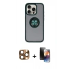 MARSİLYAN™- iPhone 16 Pro Max Kılıf Yörünge Çizgi - Siyah 3D Antistatik Mat Seramik Nano Ekran Koruyucu + Pers Alüminyum Kamera Lens - CLTM