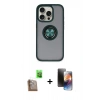 MARSİLYAN™- iPhone 16 Pro Max Kılıf Yörünge Çizgi - Siyah 3D Antistatik Mat Seramik Nano Ekran Koruyucu + Raze Metal Kamera Lens - CLTM