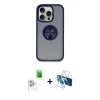 MARSİLYAN™- iPhone 16 Pro Max Kılıf Yörünge Çizgi - Siyah 3D Antistatik Seramik Nano Ekran Koruyucu + Beyaz Raze Metal Kamera Lens