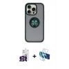 MARSİLYAN™- iPhone 16 Pro Max Kılıf Yörünge Çizgi - Siyah 3D Antistatik Seramik Nano Ekran Koruyucu + Bilvis Titan Kamera Lens - GS
