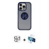MARSİLYAN™- iPhone 16 Pro Max Kılıf Yörünge Çizgi - Siyah 3D Antistatik Seramik Nano Ekran Koruyucu + Gümüş Pers Alüminyum Kamera Lens