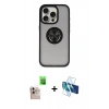 MARSİLYAN™- iPhone 16 Pro Max Kılıf Yörünge Çizgi - Siyah 3D Antistatik Seramik Nano Ekran Koruyucu + Raze Metal Kamera Lens - NLGY