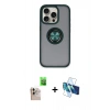 MARSİLYAN™- iPhone 16 Pro Max Kılıf Yörünge Çizgi - Siyah 3D Antistatik Seramik Nano Ekran Koruyucu + Raze Metal Kamera Lens - NLGY