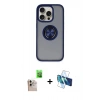 MARSİLYAN™- iPhone 16 Pro Max Kılıf Yörünge Çizgi - Siyah 3D Antistatik Seramik Nano Ekran Koruyucu + Raze Metal Kamera Lens - NLGY