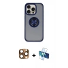MARSİLYAN™- iPhone 16 Pro Max Kılıf Yörünge Çizgi - Siyah 3D Antistatik Seramik Nano Ekran Koruyucu + Pers Alüminyum Kamera Lens - CLTM