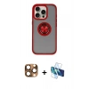 MARSİLYAN™- iPhone 16 Pro Max Kılıf Yörünge Çizgi - Siyah 3D Antistatik Seramik Nano Ekran Koruyucu + Pers Alüminyum Kamera Lens - CLTM