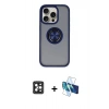 MARSİLYAN™- iPhone 16 Pro Max Kılıf Yörünge Çizgi - Siyah 3D Antistatik Seramik Nano Ekran Koruyucu + PVD Metal Kamera Lens - SH