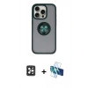 MARSİLYAN™- iPhone 16 Pro Max Kılıf Yörünge Çizgi - Siyah 3D Antistatik Seramik Nano Ekran Koruyucu + PVD Metal Kamera Lens - SH