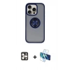 MARSİLYAN™- iPhone 16 Pro Max Kılıf Yörünge Çizgi - Siyah 3D Antistatik Seramik Nano Ekran Koruyucu + PVD Metal Kamera Lens - GD