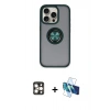 MARSİLYAN™- iPhone 16 Pro Max Kılıf Yörünge Çizgi - Siyah 3D Antistatik Seramik Nano Ekran Koruyucu + PVD Metal Kamera Lens - GD