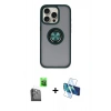 MARSİLYAN™- iPhone 16 Pro Max Kılıf Yörünge Çizgi - Siyah 3D Antistatik Seramik Nano Ekran Koruyucu + Raze Metal Kamera Lens - SH