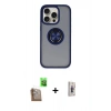 MARSİLYAN™- iPhone 16 Pro Max Kılıf Yörünge Çizgi - Siyah Bilvis 3D Cam Ekran Koruyucu + Çöl Titanyum Raze Metal Kamera Lens