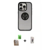 MARSİLYAN™- iPhone 16 Pro Max Kılıf Yörünge Çizgi - Siyah Bilvis 3D Cam Ekran Koruyucu + Çöl Titanyum Raze Metal Kamera Lens