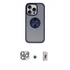 MARSİLYAN™- iPhone 16 Pro Max Kılıf Yörünge Çizgi - Siyah Bilvis 3D Cam Ekran Koruyucu + Pers Alüminyum Kamera Lens - GI