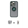 MARSİLYAN™- iPhone 16 Pro Max Kılıf Yörünge Çizgi - Siyah Bilvis 3D Cam Ekran Koruyucu + Pers Alüminyum Kamera Lens - GI