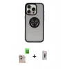 MARSİLYAN™- iPhone 16 Pro Max Kılıf Yörünge Çizgi - Siyah Bilvis 3D Cam Ekran Koruyucu + Raze Metal Kamera Lens - NLGY