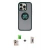 MARSİLYAN™- iPhone 16 Pro Max Kılıf Yörünge Çizgi - Siyah Bilvis 3D Cam Ekran Koruyucu + Raze Metal Kamera Lens - NLGY