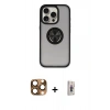 MARSİLYAN™- iPhone 16 Pro Max Kılıf Yörünge Çizgi - Siyah Bilvis 3D Cam Ekran Koruyucu + Pers Alüminyum Kamera Lens - CLTM