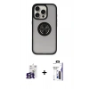 MARSİLYAN™- iPhone 16 Pro Max Kılıf Yörünge Çizgi - Siyah Bilvis 3X AR Hayalet Cam Ekran Koruyucu + Bilvis Titan Kamera Lens - TMGI