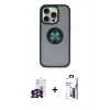 MARSİLYAN™- iPhone 16 Pro Max Kılıf Yörünge Çizgi - Siyah Bilvis 3X AR Hayalet Cam Ekran Koruyucu + Bilvis Titan Kamera Lens - GS