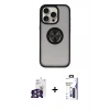 MARSİLYAN™- iPhone 16 Pro Max Kılıf Yörünge Çizgi - Siyah Bilvis 3X AR Hayalet Cam Ekran Koruyucu + Bilvis Titan Kamera Lens - GS