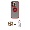MARSİLYAN™- iPhone 16 Pro Max Kılıf Yörünge Çizgi - Siyah Bilvis 3X AR Hayalet Cam Ekran Koruyucu + Pers Alüminyum Kamera Lens - CLTM
