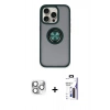 MARSİLYAN™- iPhone 16 Pro Max Kılıf Yörünge Çizgi - Siyah Bilvis 3X AR Hayalet Cam Ekran Koruyucu + Pers Alüminyum Kamera Lens - GS