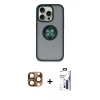 MARSİLYAN™- iPhone 16 Pro Max Kılıf Yörünge Çizgi - Siyah Bilvis 3X AR Hayalet Cam Ekran Koruyucu + Pers Alüminyum Kamera Lens - CLTM