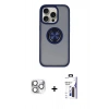MARSİLYAN™- iPhone 16 Pro Max Kılıf Yörünge Çizgi - Siyah Bilvis 3X AR Hayalet Cam Ekran Koruyucu + Pers Alüminyum Kamera Lens - GS