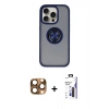 MARSİLYAN™- iPhone 16 Pro Max Kılıf Yörünge Çizgi - Siyah Bilvis 3X AR Hayalet Cam Ekran Koruyucu + Pers Alüminyum Kamera Lens - CLTM