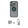 MARSİLYAN™- iPhone 16 Pro Max Kılıf Yörünge Çizgi - Siyah Bilvis 3X AR Hayalet Cam Ekran Koruyucu + Pers Alüminyum Kamera Lens - GI