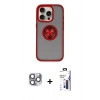 MARSİLYAN™- iPhone 16 Pro Max Kılıf Yörünge Çizgi - Siyah Bilvis 3X AR Hayalet Cam Ekran Koruyucu + Pers Alüminyum Kamera Lens - GI