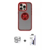 MARSİLYAN™- iPhone 16 Pro Max Kılıf Yörünge Çizgi - Siyah Bilvis 3X AR Hayalet Cam Ekran Koruyucu + Pers Alüminyum Kamera Lens - GS