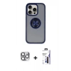 MARSİLYAN™- iPhone 16 Pro Max Kılıf Yörünge Çizgi - Siyah Bilvis 3X AR Hayalet Cam Ekran Koruyucu + Pers Alüminyum Kamera Lens - GI