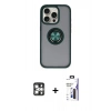 MARSİLYAN™- iPhone 16 Pro Max Kılıf Yörünge Çizgi - Siyah Bilvis 3X AR Hayalet Cam Ekran Koruyucu + PVD Metal Kamera Lens - GS