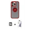 MARSİLYAN™- iPhone 16 Pro Max Kılıf Yörünge Çizgi - Siyah Bilvis 3X AR Hayalet Cam Ekran Koruyucu + PVD Metal Kamera Lens - GS