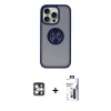 MARSİLYAN™- iPhone 16 Pro Max Kılıf Yörünge Çizgi - Siyah Bilvis 3X AR Hayalet Cam Ekran Koruyucu + PVD Metal Kamera Lens - GS